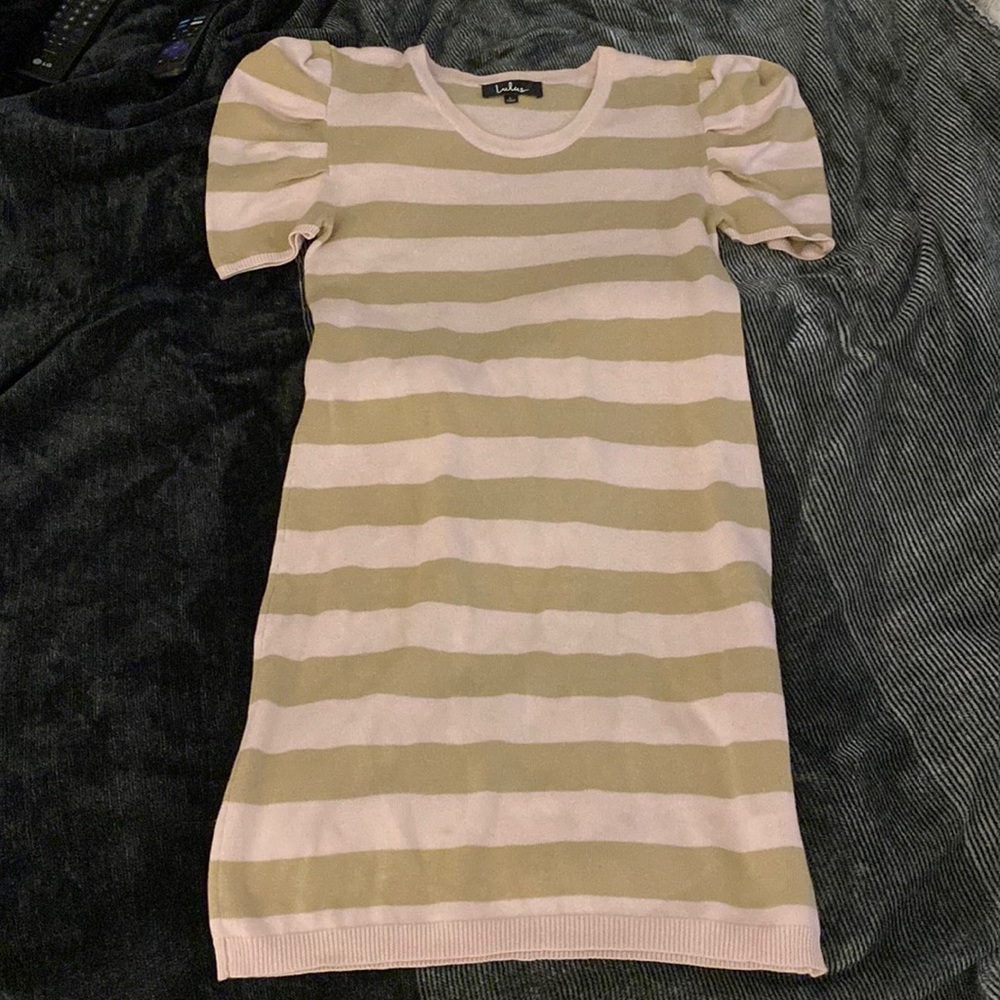 Brand new without tags, Lulus sweater dress. Blush pink and nude tan Size Large